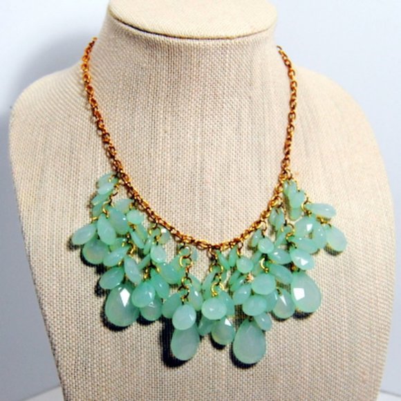 Statement Jewelry Necklace Blue Green Crystals - Picture 1 of 4